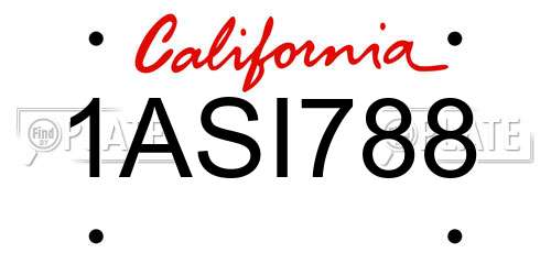 1ASI788 California License Plate