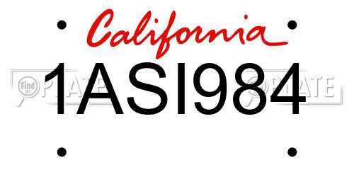 1ASI984 California License Plate