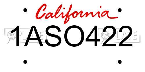 1ASO422 California License Plate