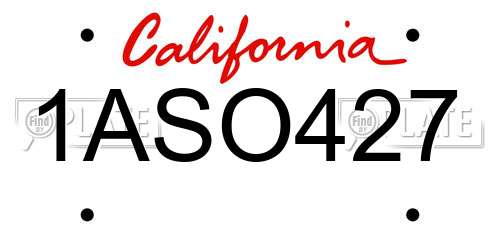 1ASO427 California License Plate