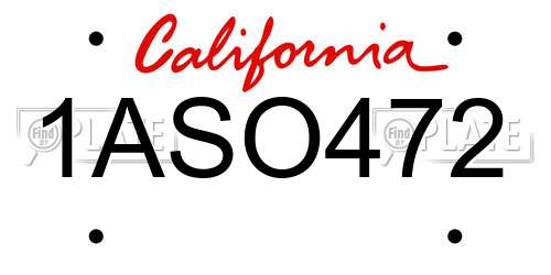 1ASO472 California License Plate