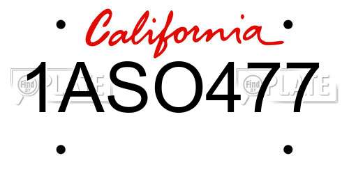 1ASO477 California License Plate