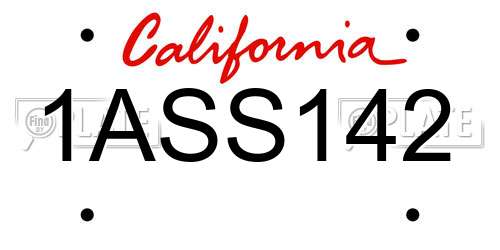 1ASS142 California License Plate