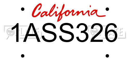 1ASS326 California License Plate