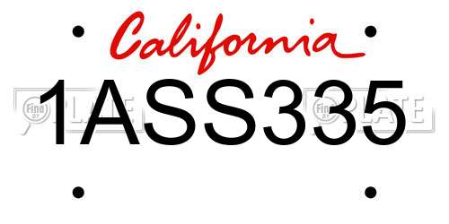 1ASS335 California License Plate