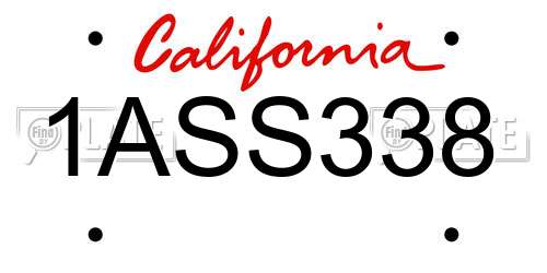 1ASS338 California License Plate