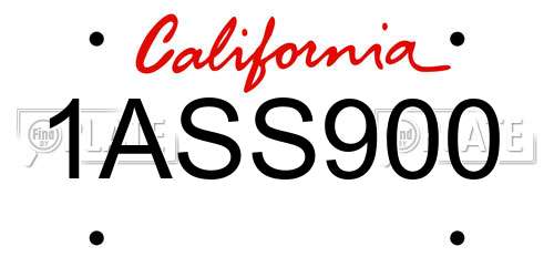 1ASS900 California License Plate