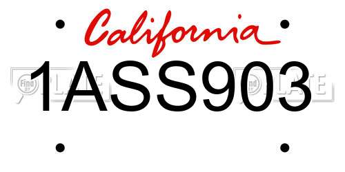 1ASS903 California License Plate