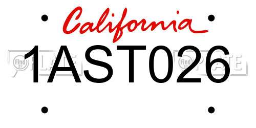 1AST026 California License Plate