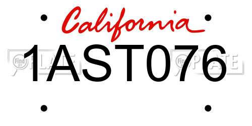 1AST076 California License Plate