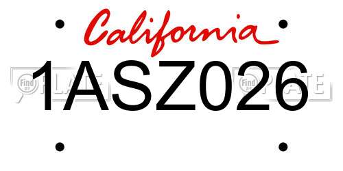 1ASZ026 California License Plate