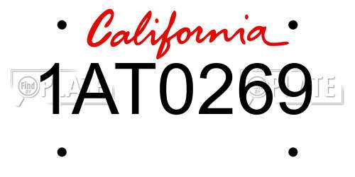 1AT0269 California License Plate