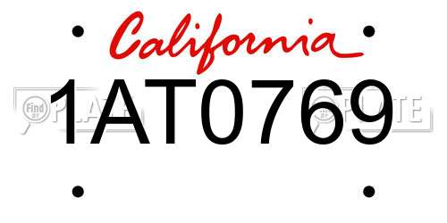 1AT0769 California License Plate