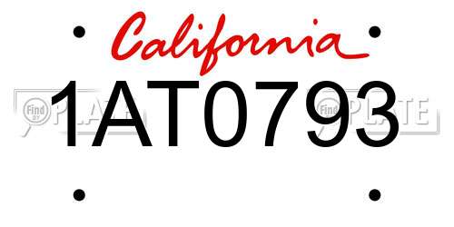 1AT0793 California License Plate