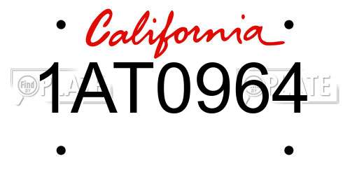 1AT0964 California License Plate