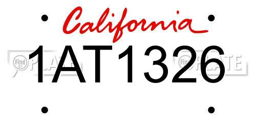 1AT1326 California License Plate