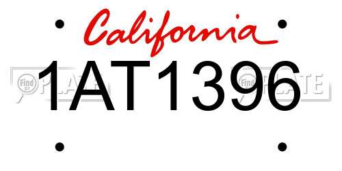1AT1396 California License Plate