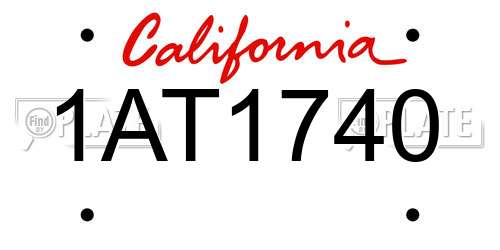 1AT1740 California License Plate