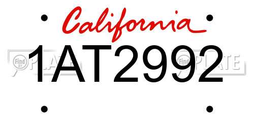 1AT2992 California License Plate