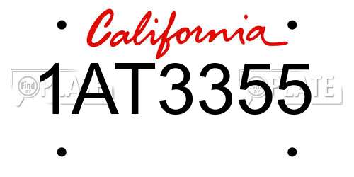 1AT3355 California License Plate
