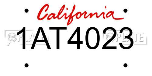 1AT4023 California License Plate