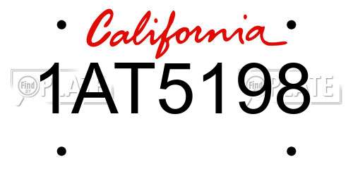 1AT5198 California License Plate