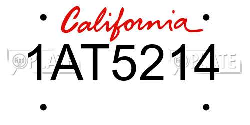 1AT5214 California License Plate