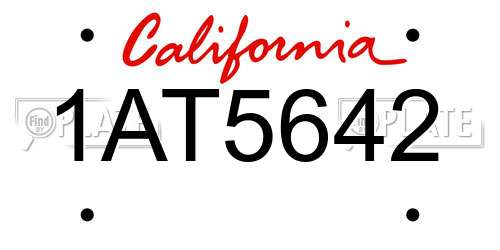 1AT5642 California License Plate
