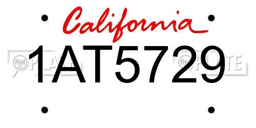 1AT5729 California License Plate