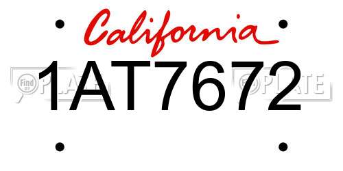 1AT7672 California License Plate