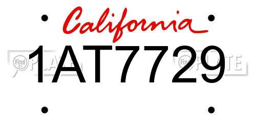 1AT7729 California License Plate