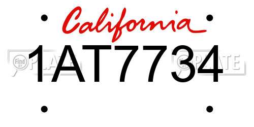 1AT7734 California License Plate