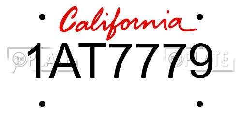 1AT7779 California License Plate