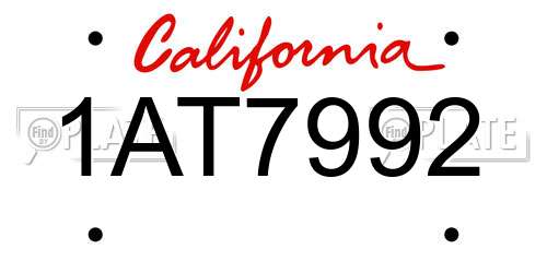 1AT7992 California License Plate