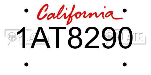 1AT8290 California License Plate