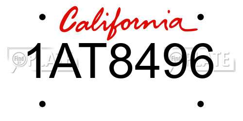 1AT8496 California License Plate