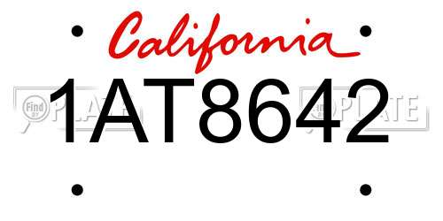 1AT8642 California License Plate