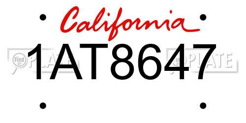 1AT8647 California License Plate