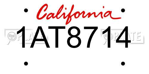 1AT8714 California License Plate
