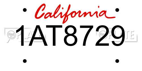 1AT8729 California License Plate