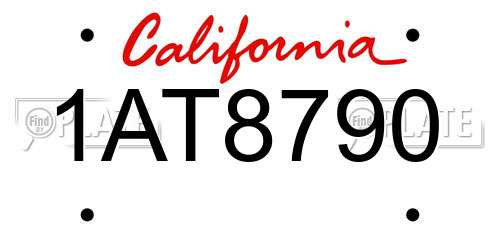 1AT8790 California License Plate