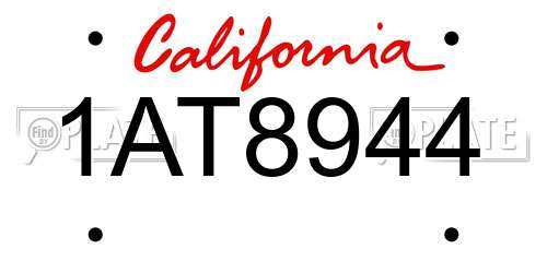 1AT8944 California License Plate