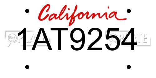 1AT9254 California License Plate
