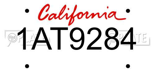 1AT9284 California License Plate