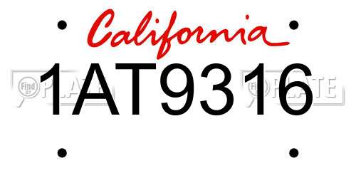 1AT9316 California License Plate