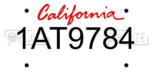 1AT9784 California License Plate