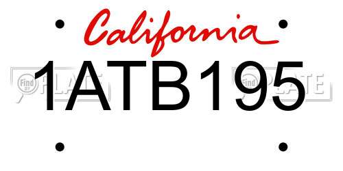 1ATB195 California License Plate