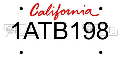 1ATB198 California License Plate