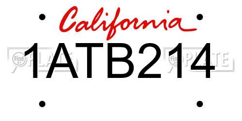 1ATB214 California License Plate