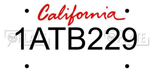 1ATB229 California License Plate